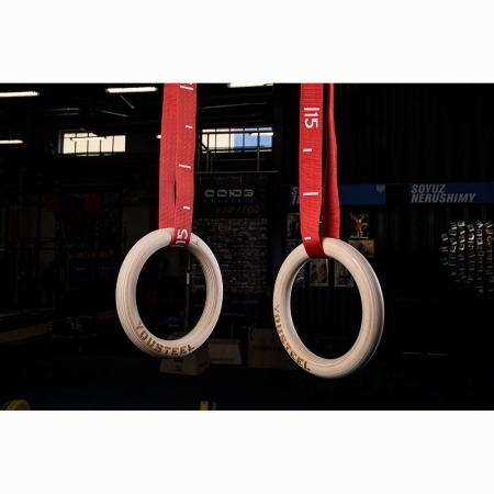 Купить Кольца гимнастические 32 мм красные стропы в Миньяре 